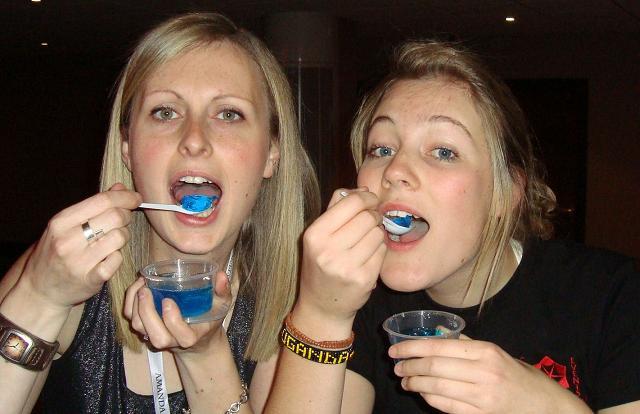 AT5 - Amy and Kate eating Blue Jello!