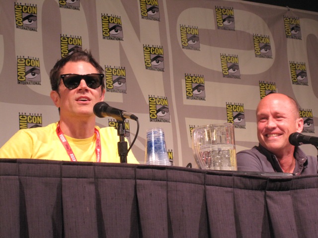 Johnny Knoxville moderating for Mike Judge's Beavis & Butthead panel