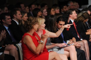 The Heart Truth Canada Mrs Laureen Harper and Bobbe Wood at 2012 Wonder Fashion Show.