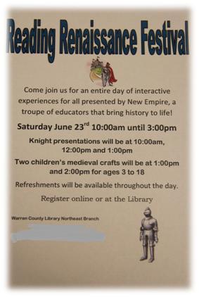 Warren County Reading Renaissance Festival banner poster - Click to learn more!