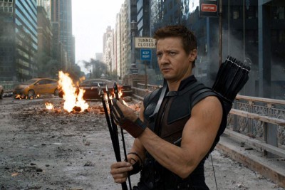 Jeremy Renner as Hawkeye from The Avengers - click to learn more at the official Marvel website!