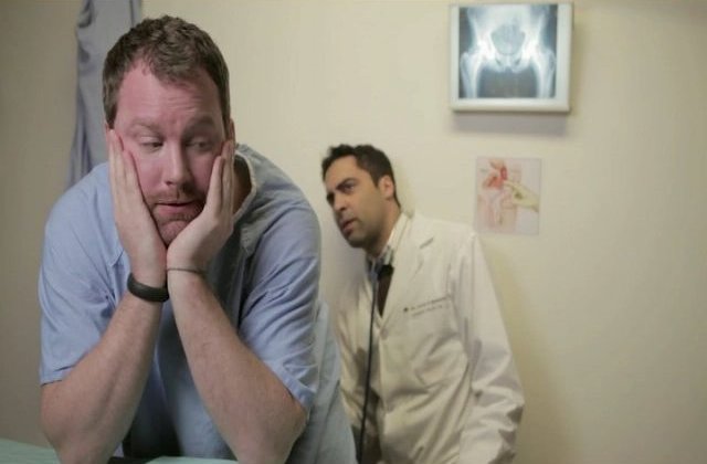 Patrick Gilmore as Dave Duberinski receives an anal examination in Alien Abduction