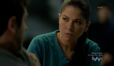 Helix S1x08 - Anana aka Luciana Carro attends to Major Balleseros wounds