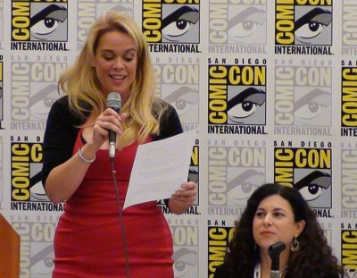 SDCC End Bullying Panel moderator Chase Masterson and co-creator Carrie Goldman